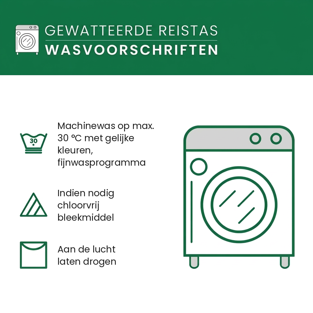 Wasvoorschriften gewatteerde reistas