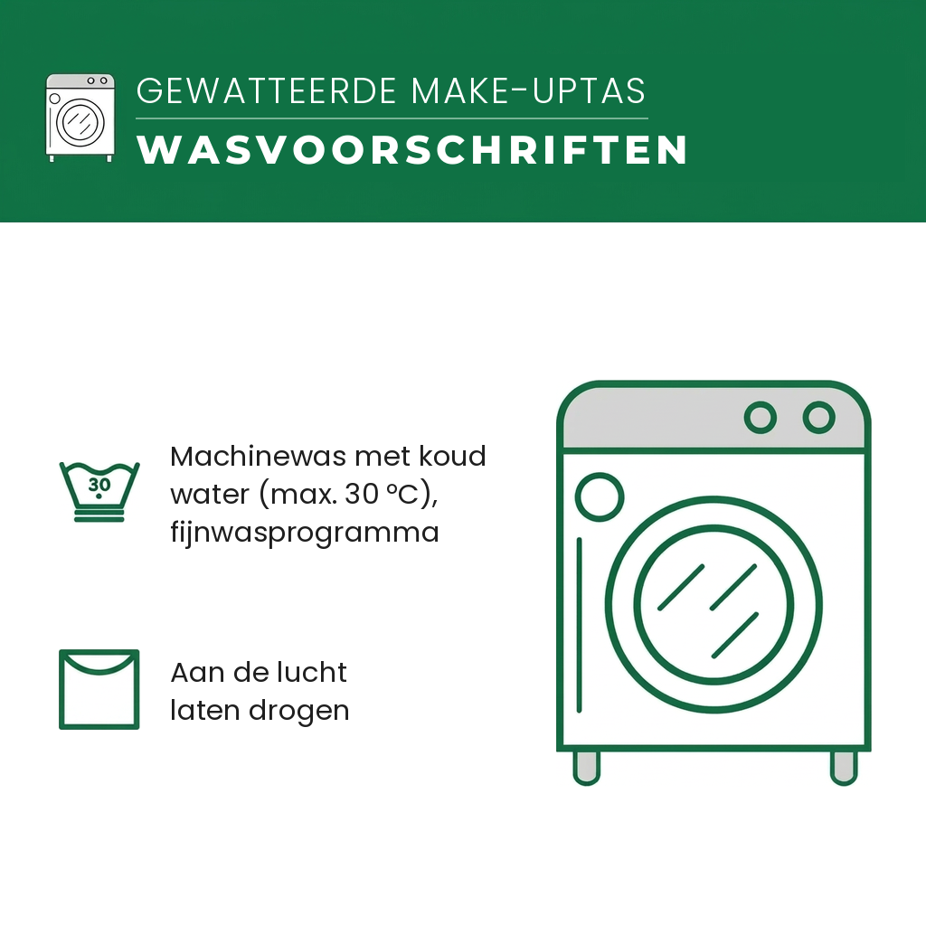Wasvoorschriften gewatteerde make-uptas