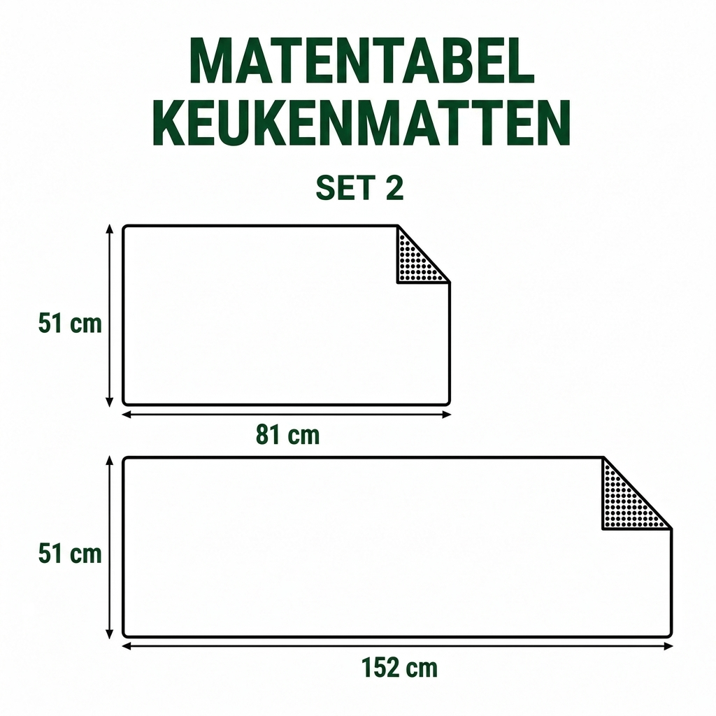 Lot de tapis de cuisine – guide des tailles lot 2 : 51 × 81 cm + 51 × 152 cm
