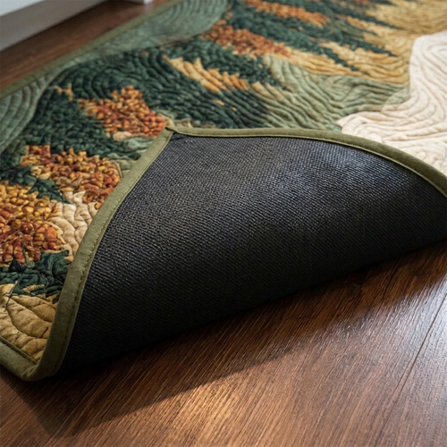 Kitchen rug set – close-up of the quilted top and anti-slip rubber backing