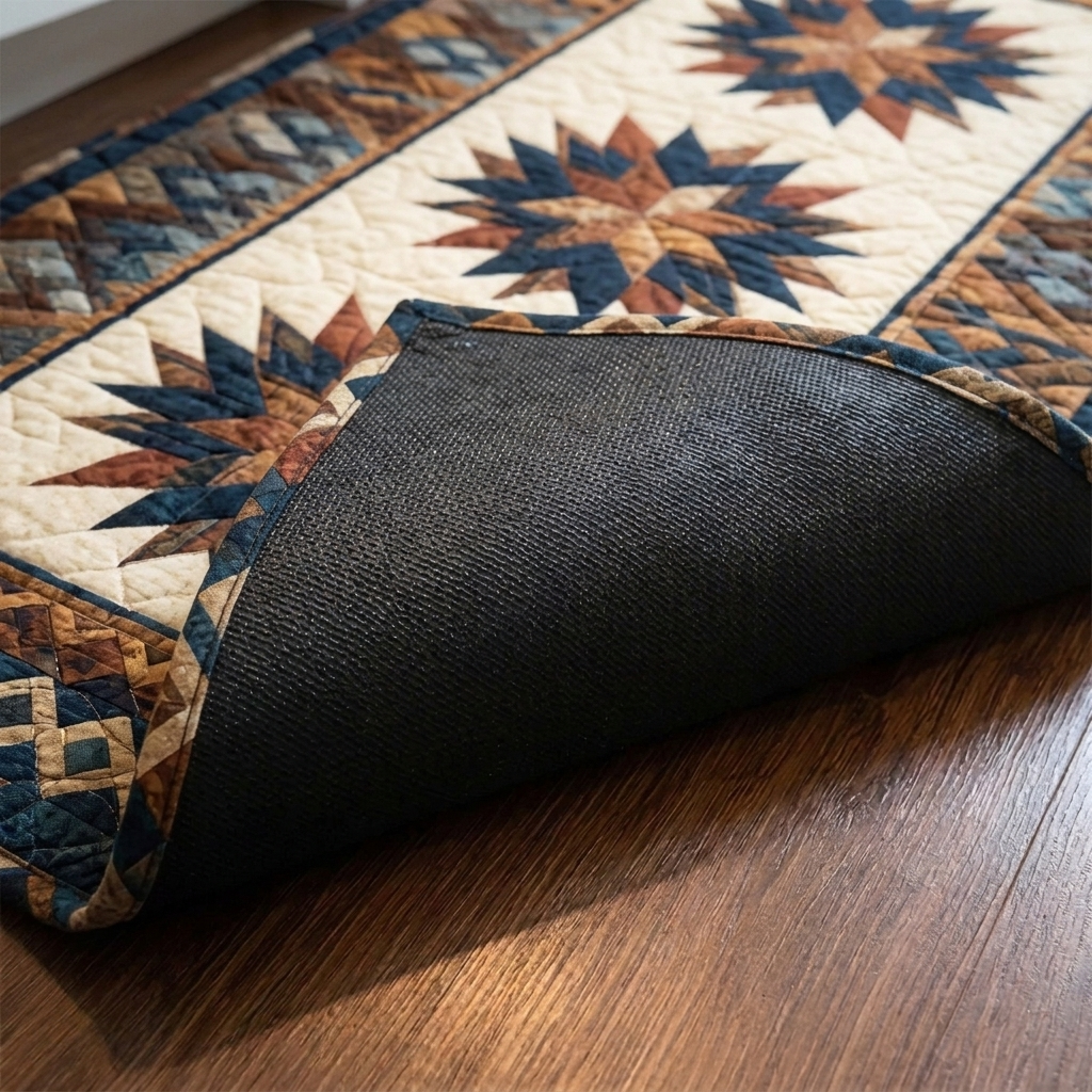 Lot de tapis de cuisine – gros plan sur le dessus matelassé et le dos antidérapant en caoutchouc