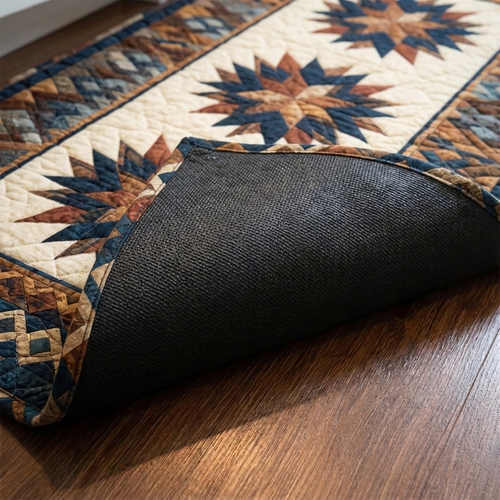Kitchen rug set – close-up of the quilted top and anti-slip rubber backing