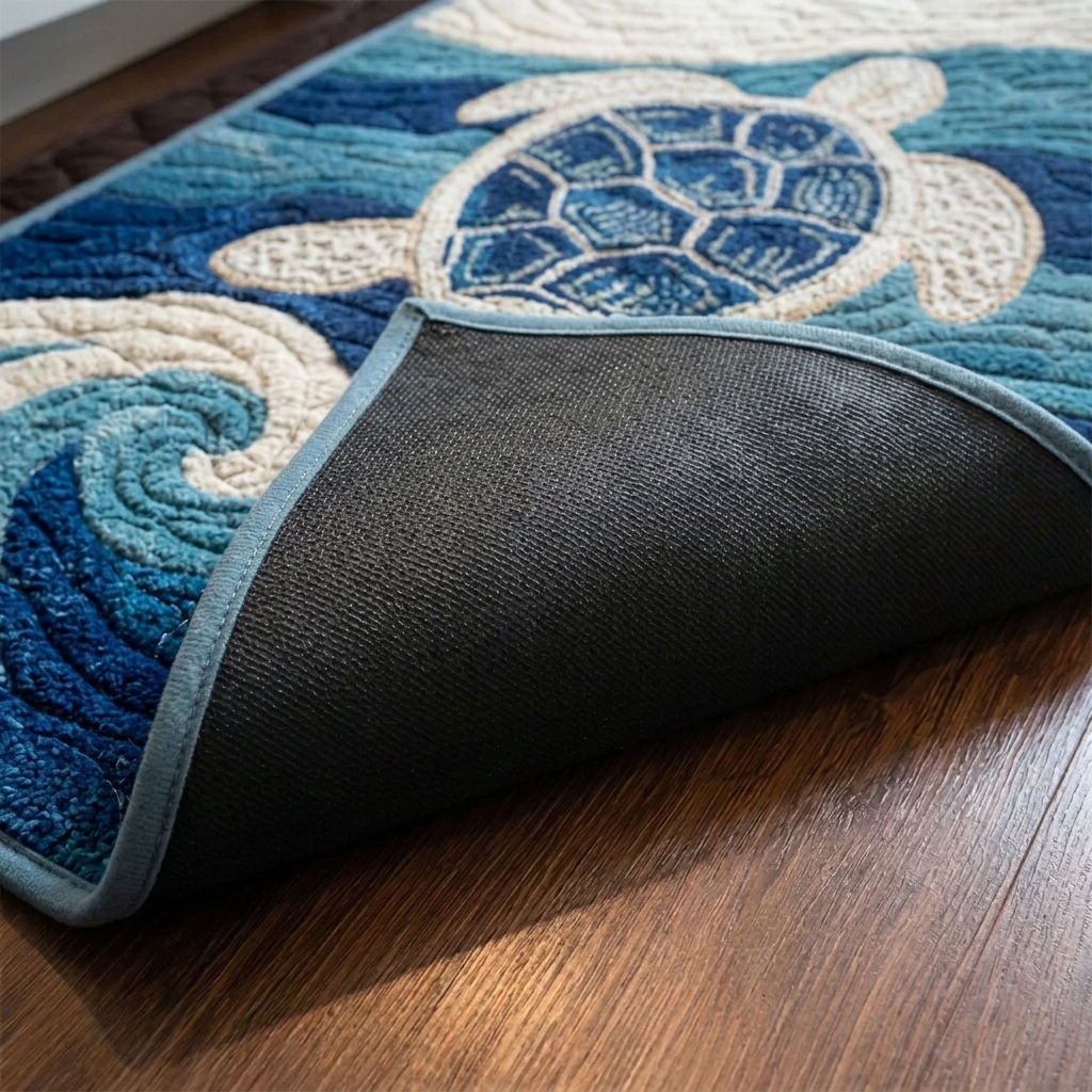 Keukenmatset – close-up van de gewatteerde bovenkant en de antislip rubberen onderkant