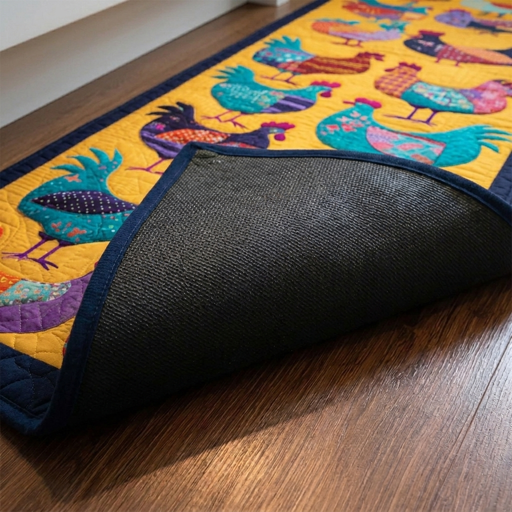 Lot de tapis de cuisine – gros plan sur le dessus matelassé et le dos antidérapant en caoutchouc