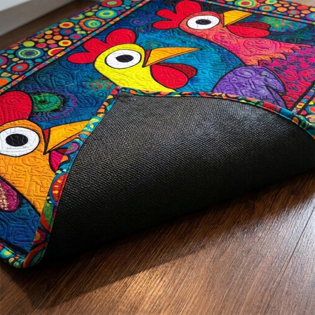 Lot de tapis de cuisine – gros plan sur le dessus matelassé et le dos antidérapant en caoutchouc