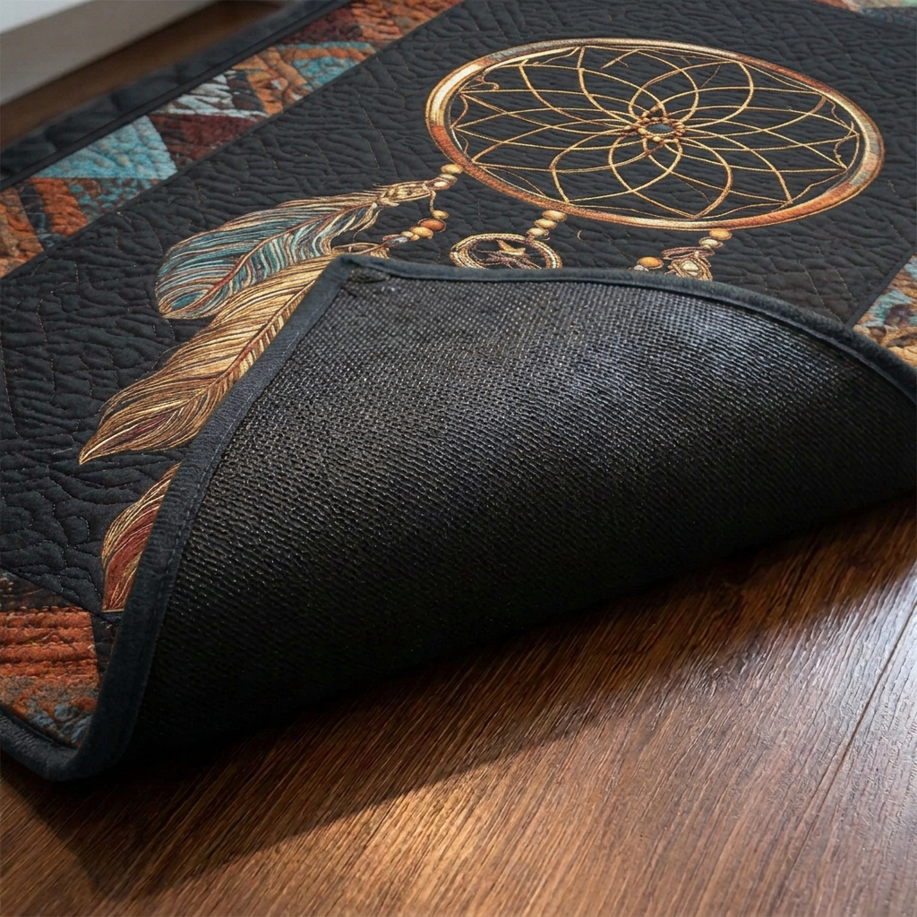 Lot de tapis de cuisine – gros plan sur le dessus matelassé et le dos antidérapant en caoutchouc