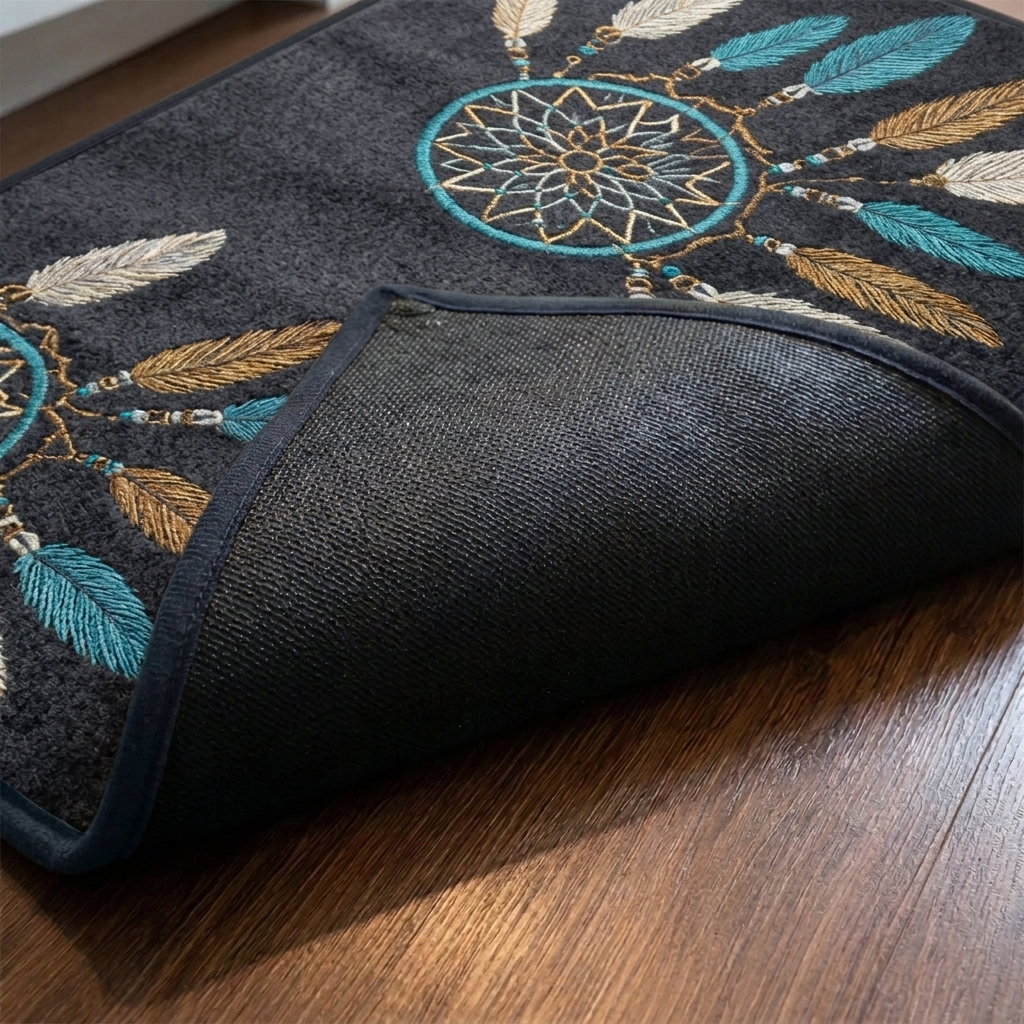 Lot de tapis de cuisine – gros plan sur le dessus matelassé et le dos antidérapant en caoutchouc