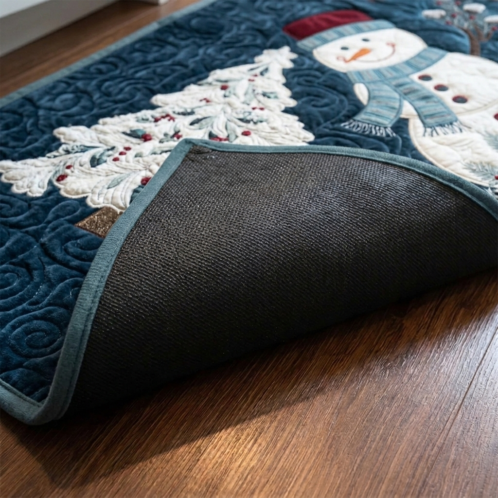 Lot de tapis de cuisine – gros plan sur le dessus matelassé et le dos antidérapant en caoutchouc