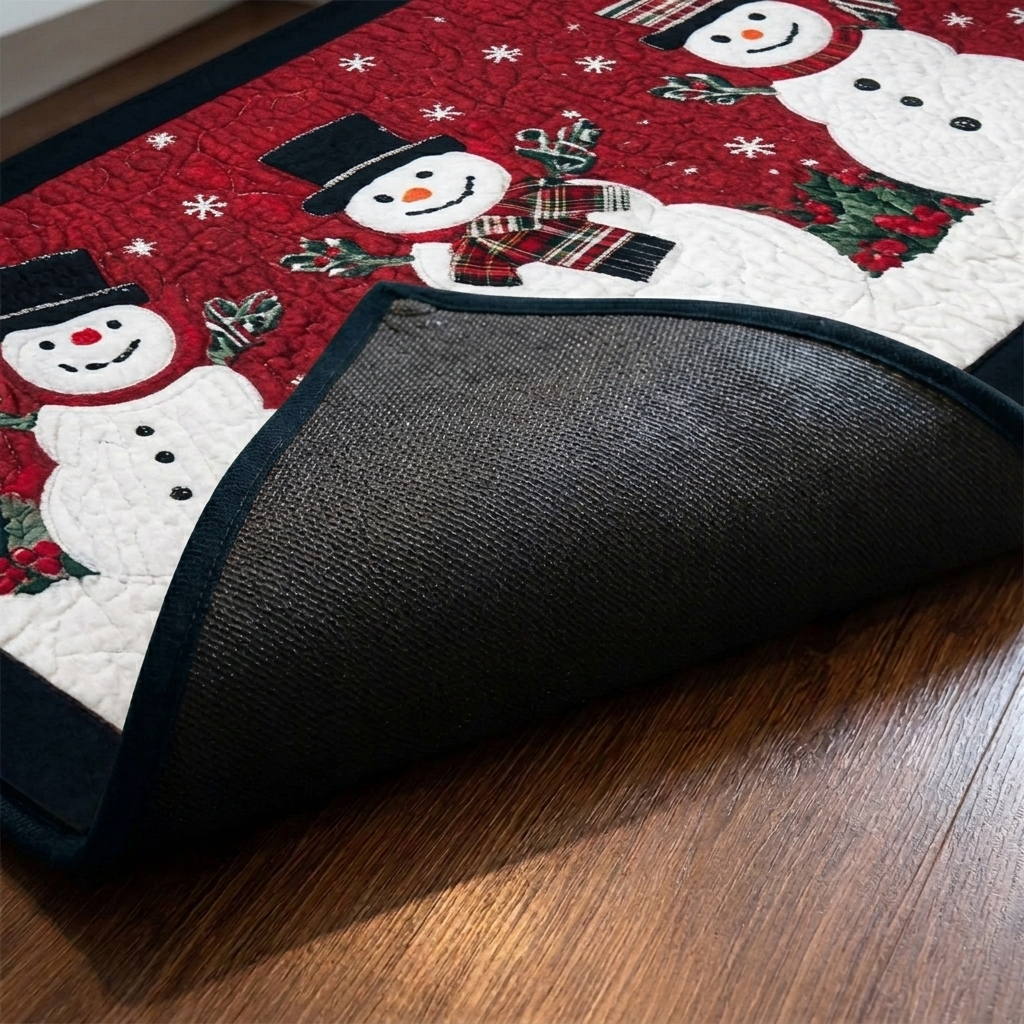Lot de tapis de cuisine – gros plan sur le dessus matelassé et le dos antidérapant en caoutchouc