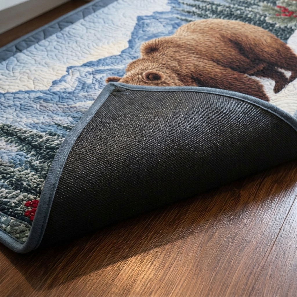 Lot de tapis de cuisine – gros plan sur le dessus matelassé et le dos antidérapant en caoutchouc
