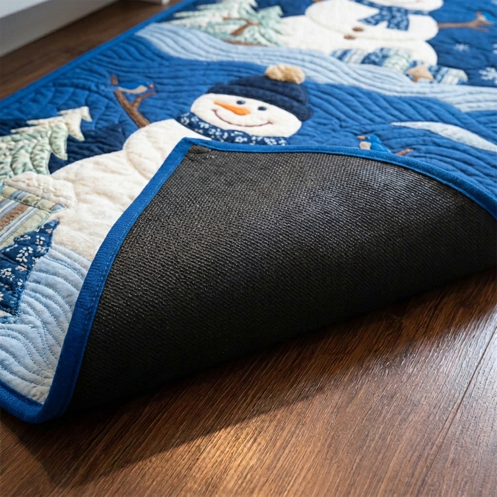 Lot de tapis de cuisine – gros plan sur le dessus matelassé et le dos antidérapant en caoutchouc