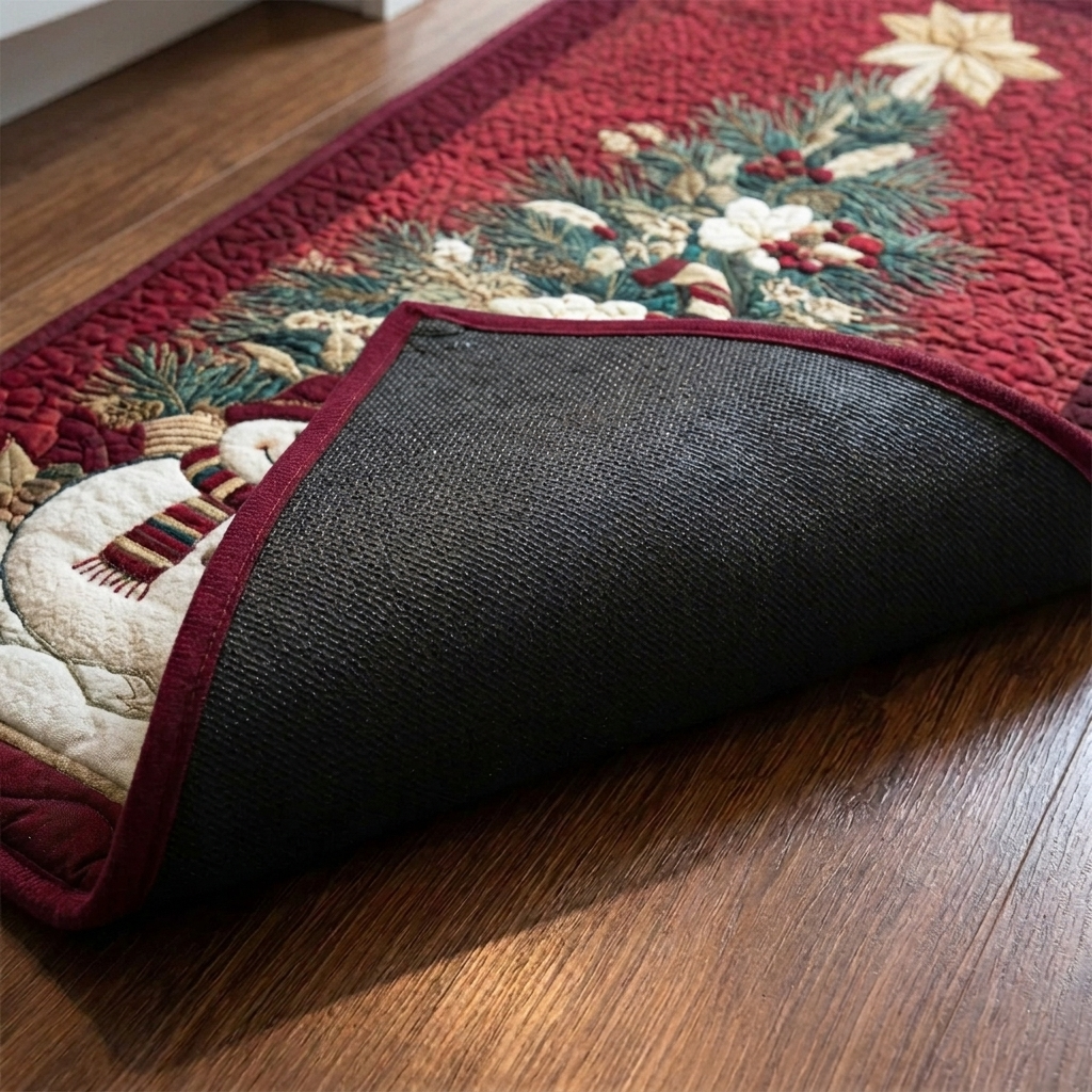 Lot de tapis de cuisine – gros plan sur le dessus matelassé et le dos antidérapant en caoutchouc