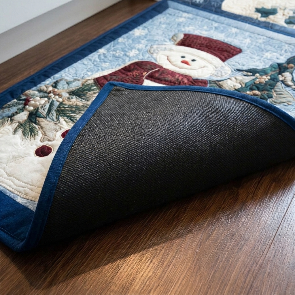 Lot de tapis de cuisine – gros plan sur le dessus matelassé et le dos antidérapant en caoutchouc