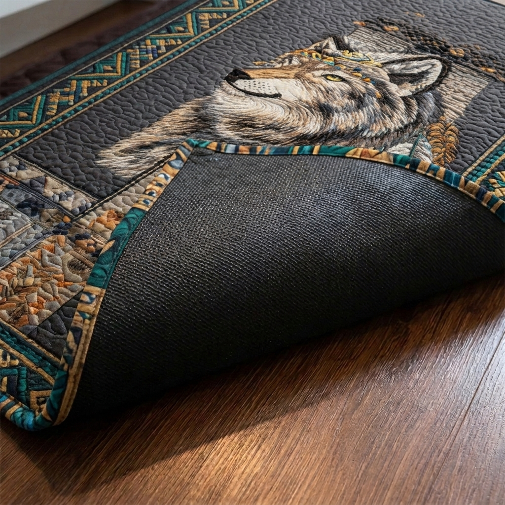 Lot de tapis de cuisine – gros plan sur le dessus matelassé et le dos antidérapant en caoutchouc