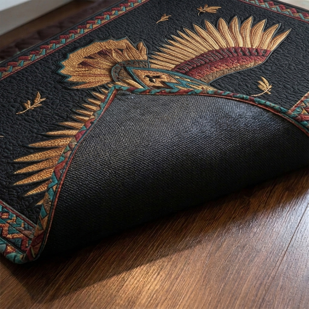 Lot de tapis de cuisine – gros plan sur le dessus matelassé et le dos antidérapant en caoutchouc