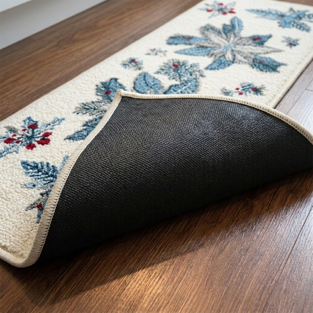 Keukenmatset – close-up van de gewatteerde bovenkant en de antislip rubberen onderkant