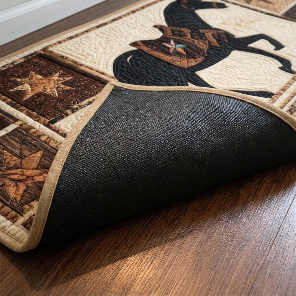 Lot de tapis de cuisine – gros plan sur le dessus matelassé et le dos antidérapant en caoutchouc