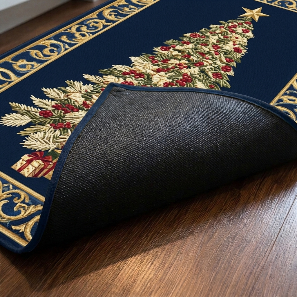 Lot de tapis de cuisine – gros plan sur le dessus matelassé et le dos antidérapant en caoutchouc