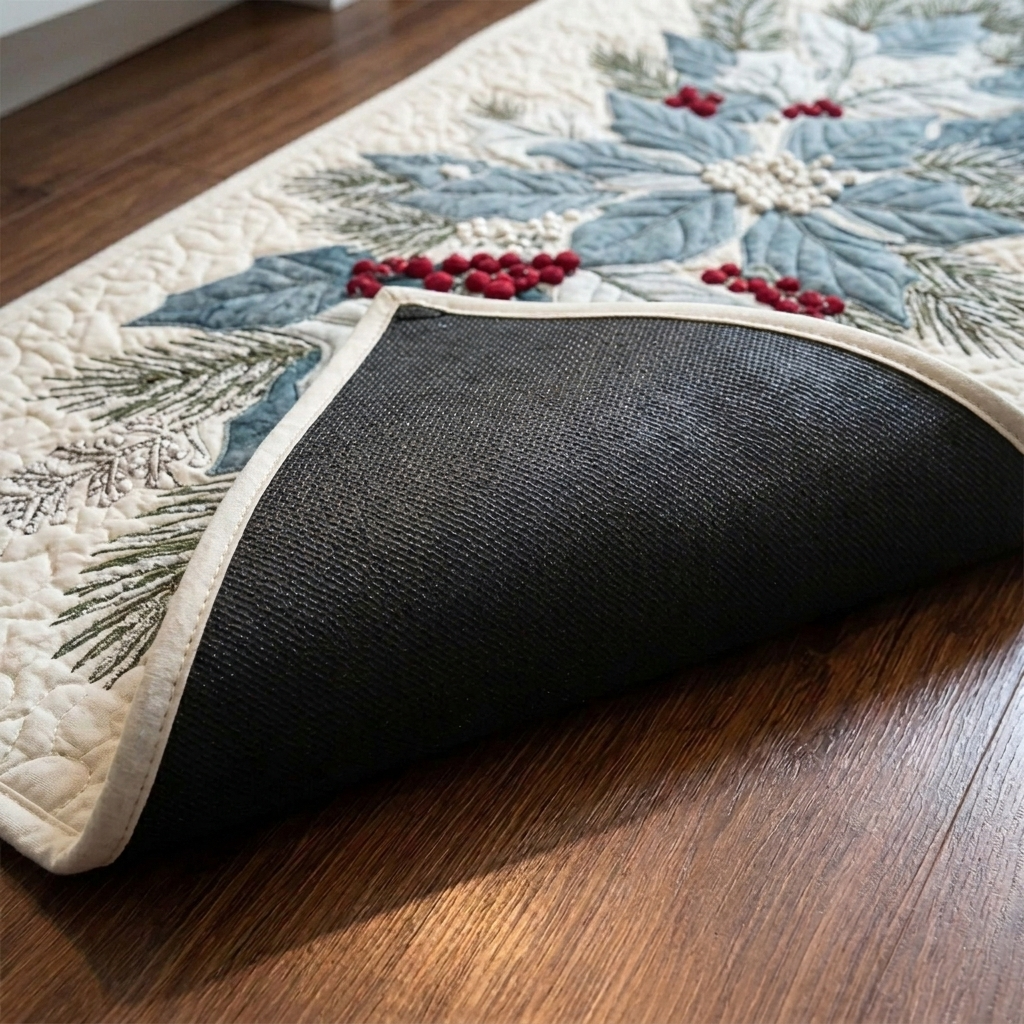 Lot de tapis de cuisine – gros plan sur le dessus matelassé et le dos antidérapant en caoutchouc