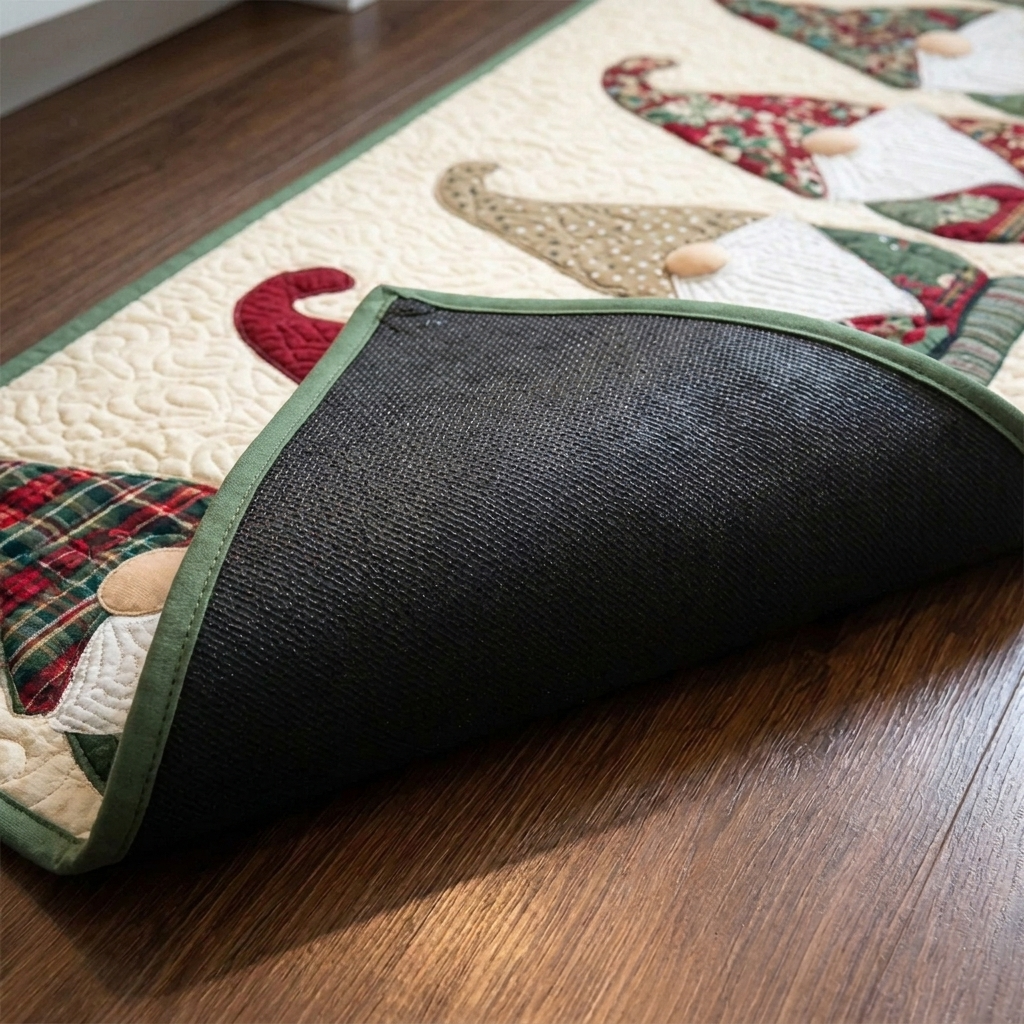 Lot de tapis de cuisine – gros plan sur le dessus matelassé et le dos antidérapant en caoutchouc