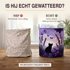 Nep of echt: een plat bedrukte mand naast de dik gewatteerde wasmand Kattenvriendjes