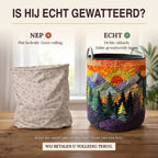 Nep of echt: een plat bedrukte mand naast de dik gewatteerde wasmand Gloeiend bos