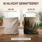 Nep of echt: een plat bedrukte mand naast de dik gewatteerde wasmand Bergzicht