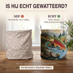Nep of echt: een plat bedrukte mand naast de dik gewatteerde wasmand Stille bergbeek