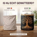Nep of echt: een plat bedrukte mand naast de dik gewatteerde wasmand Wortels van goud
