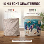Nep of echt: een plat bedrukte mand naast de dik gewatteerde wasmand Geest van de zee