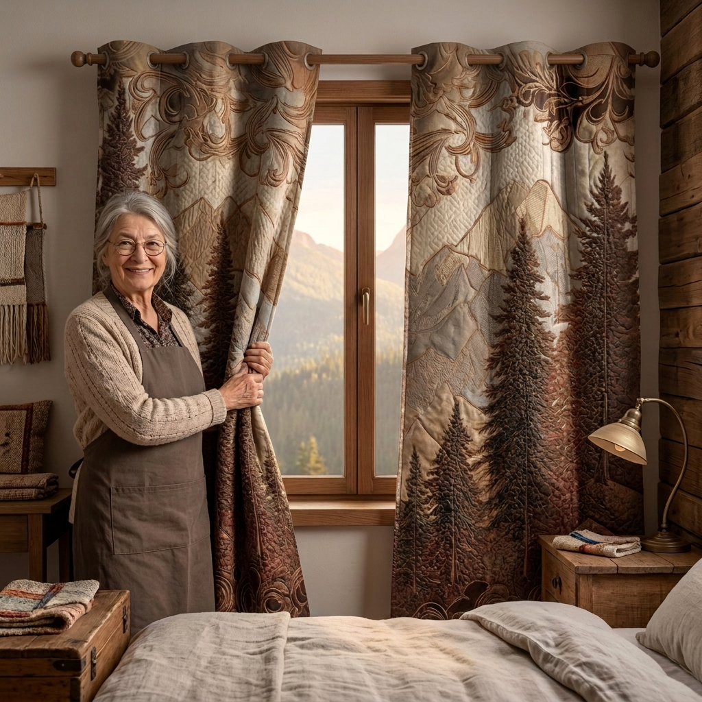 Lien opening a curtain in the bedroom on a cosy morning
