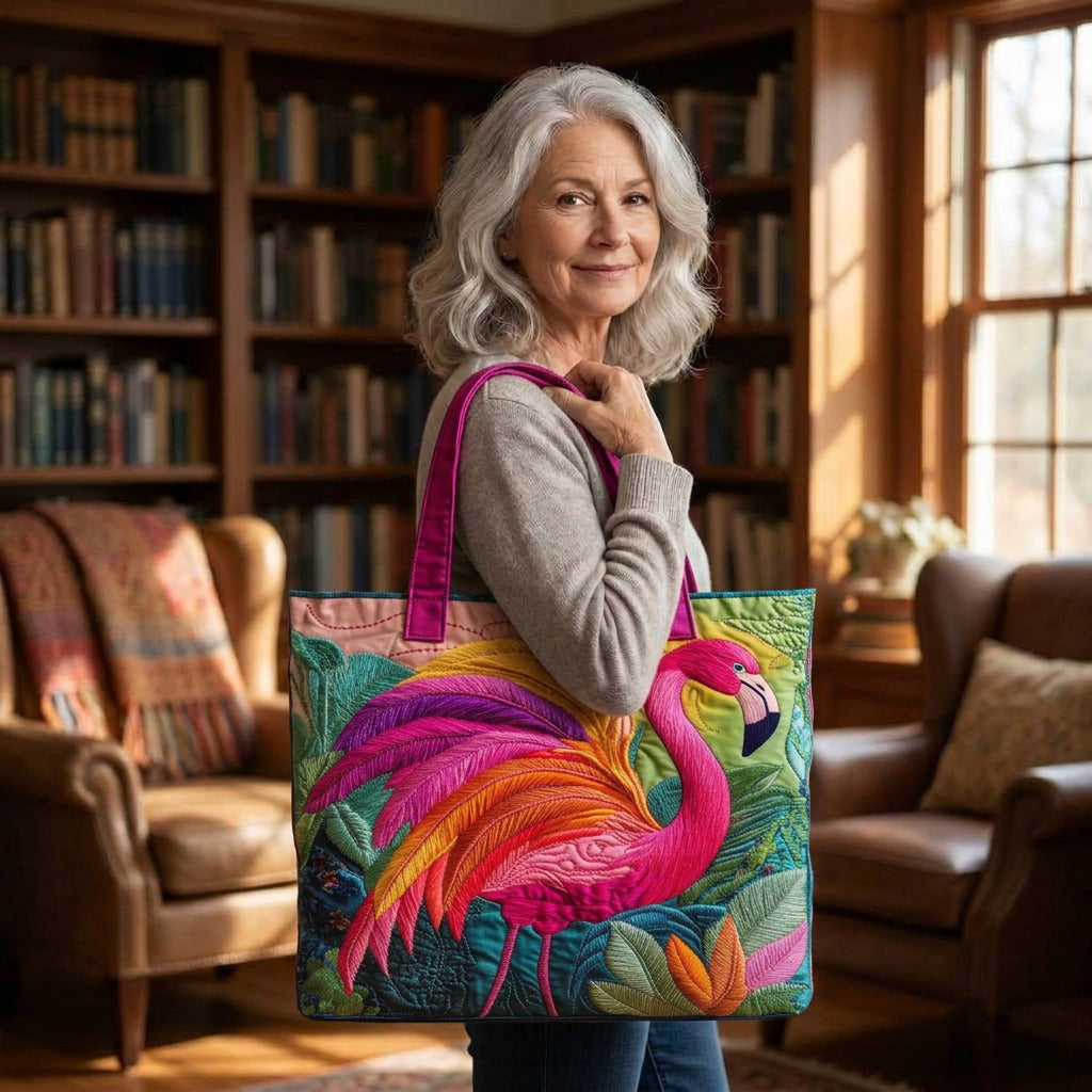 Flamant Arc-en-ciel Sac Matelassé – tote bag matelassé porté à l’épaule