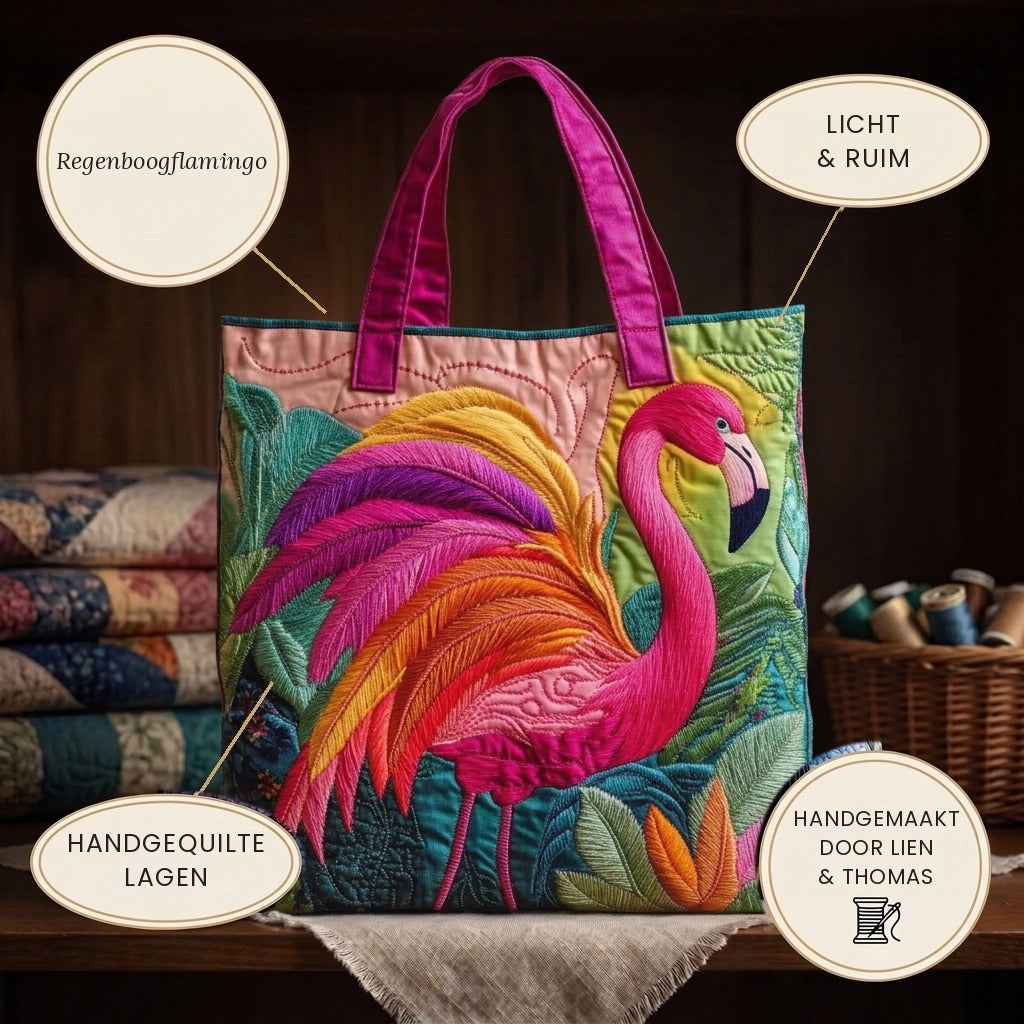 Flamant Arc-en-ciel Sac Matelassé – détails : léger et spacieux, couches matelassées