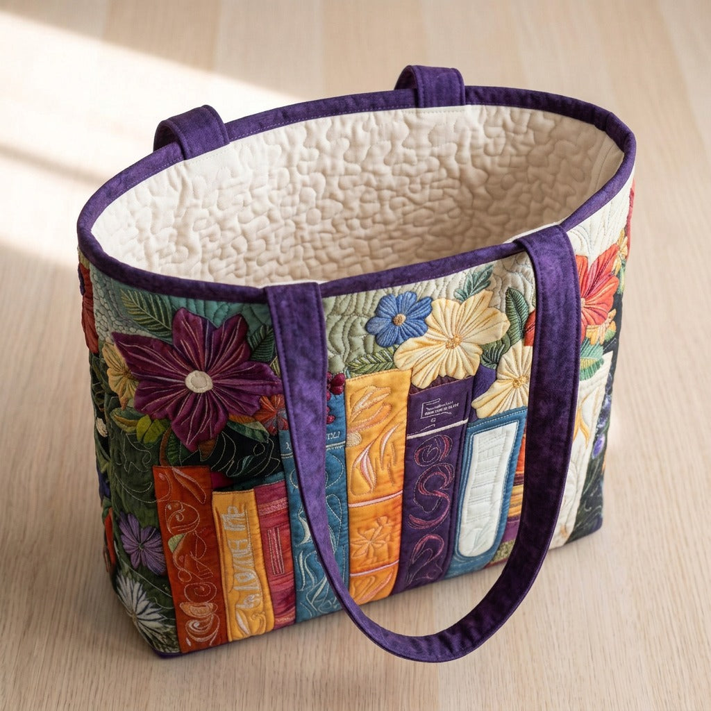 Amoureux des Livres Tote Bag Matelassé – sac ouvert avec doublure matelassée