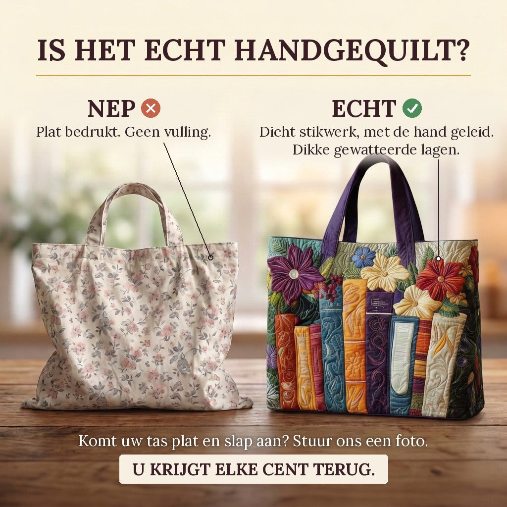 Amoureux des Livres Tote Bag Matelassé : vrai matelassage ou impression plate