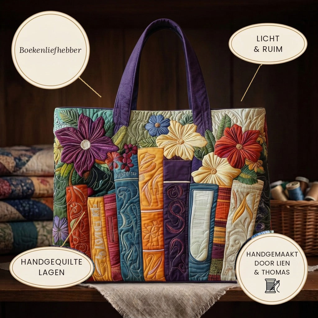 Amoureux des Livres Tote Bag Matelassé – détails : léger et spacieux, couches matelassées