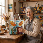 Lien met de Drakenwachter van Boeken Gewatteerde Draagtas in haar atelier