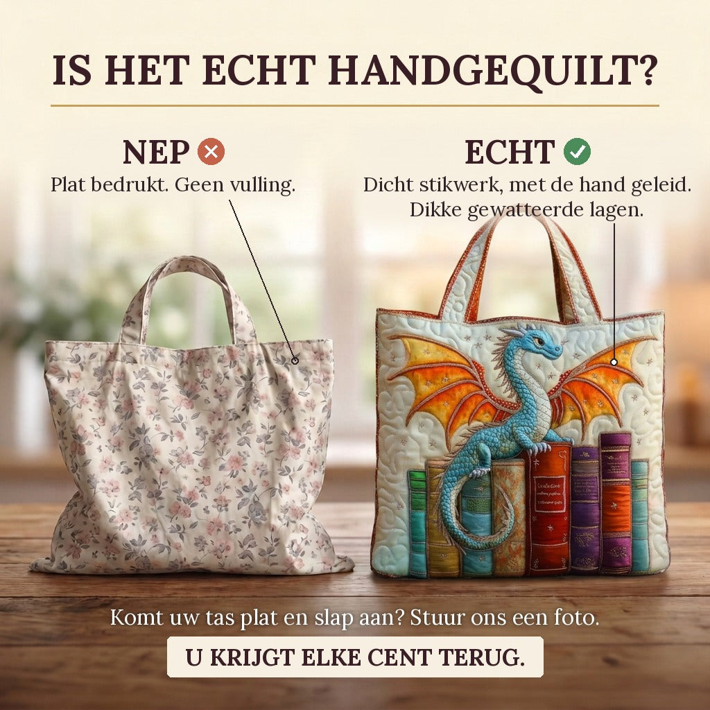 Drakenwachter van Boeken Gewatteerde Draagtas: echt gewatteerd tegenover plat bedrukt