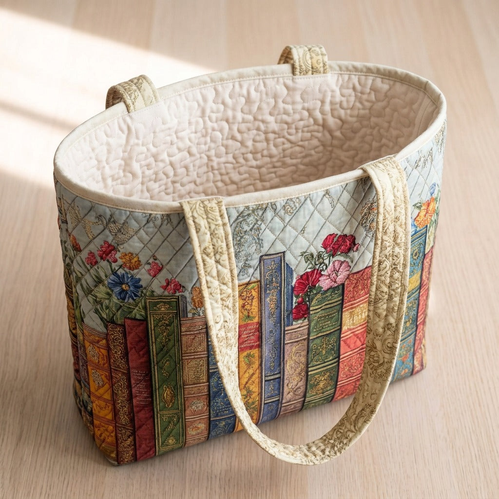 Bibliothèque Enchantée Tote Bag Rembourré – sac ouvert avec doublure matelassée