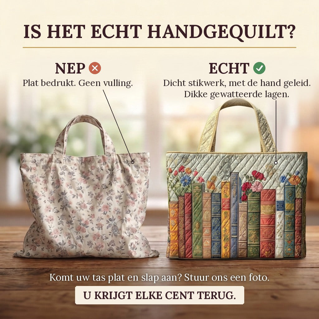 Bibliothèque Enchantée Tote Bag Rembourré : vrai matelassage ou impression plate