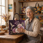 Lien met de Orchideetuin Gewatteerde Draagtas in haar atelier