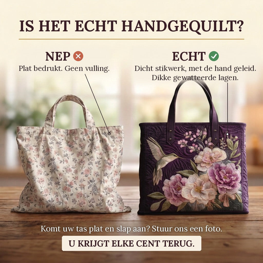 Orchideetuin Gewatteerde Draagtas: echt gewatteerd tegenover plat bedrukt