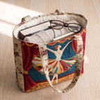 Grâce du Ballet Sac Matelassé – sac rempli d’un livre, d’un gilet et de lunettes