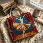 Grâce du Ballet Sac Matelassé – sac sur un plaid tricoté avec un café près de la fenêtre