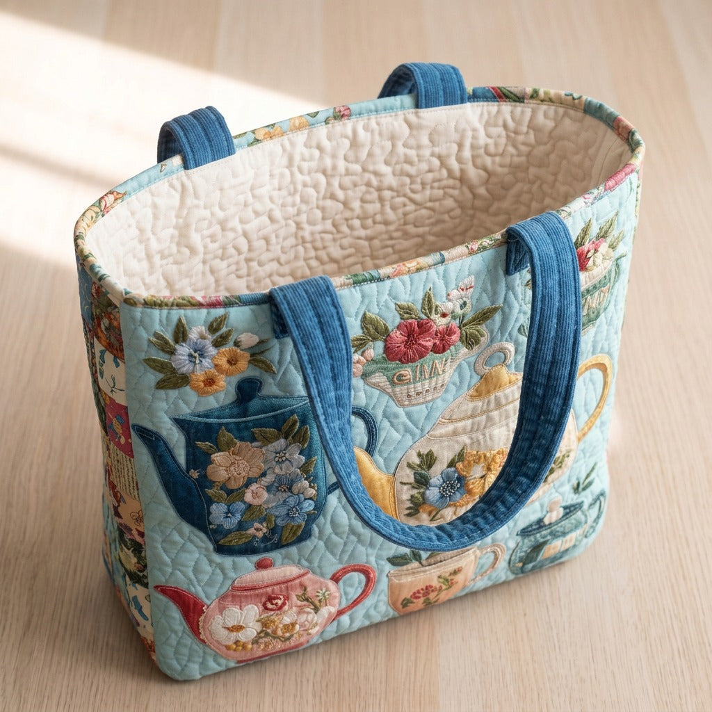 Floraison du Jardin Sac Matelassé – sac ouvert avec doublure matelassée