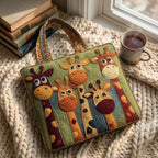 Grâce de la Savane Sac Matelassé – sac sur un plaid tricoté avec un café près de la fenêtre