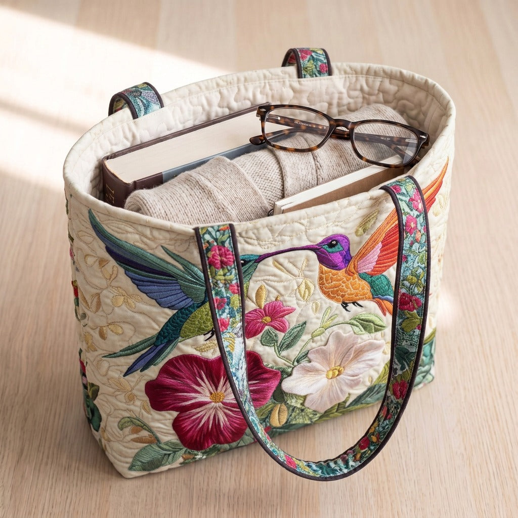 Fleur & Aile Sac Matelassé – sac rempli d’un livre, d’un gilet et de lunettes