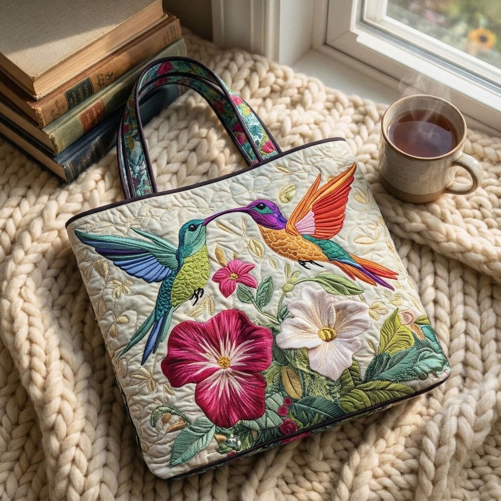 Fleur & Aile Sac Matelassé – sac sur un plaid tricoté avec un café près de la fenêtre