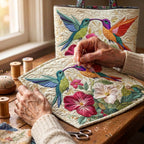 Fleur & Aile Sac Matelassé – matelassé à la main sur la table de l’atelier