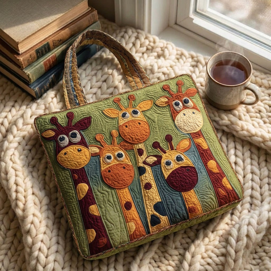 Élégance Savane Tote Bag Matelassé – sac sur un plaid tricoté avec un café près de la fenêtre